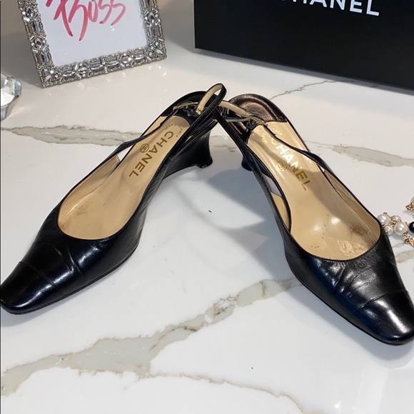 💯CHANEL LAMBSKIN SLING BACK HEEL SHOE. ITALY❤️ - Picture 6 of 8